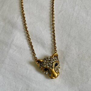 Elizabeth Cole jaguar crystal charm necklace